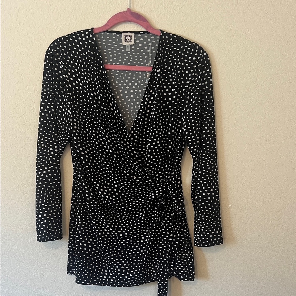 Black and White Polka Dot Wrap top